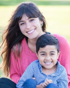 Mom and son smiling